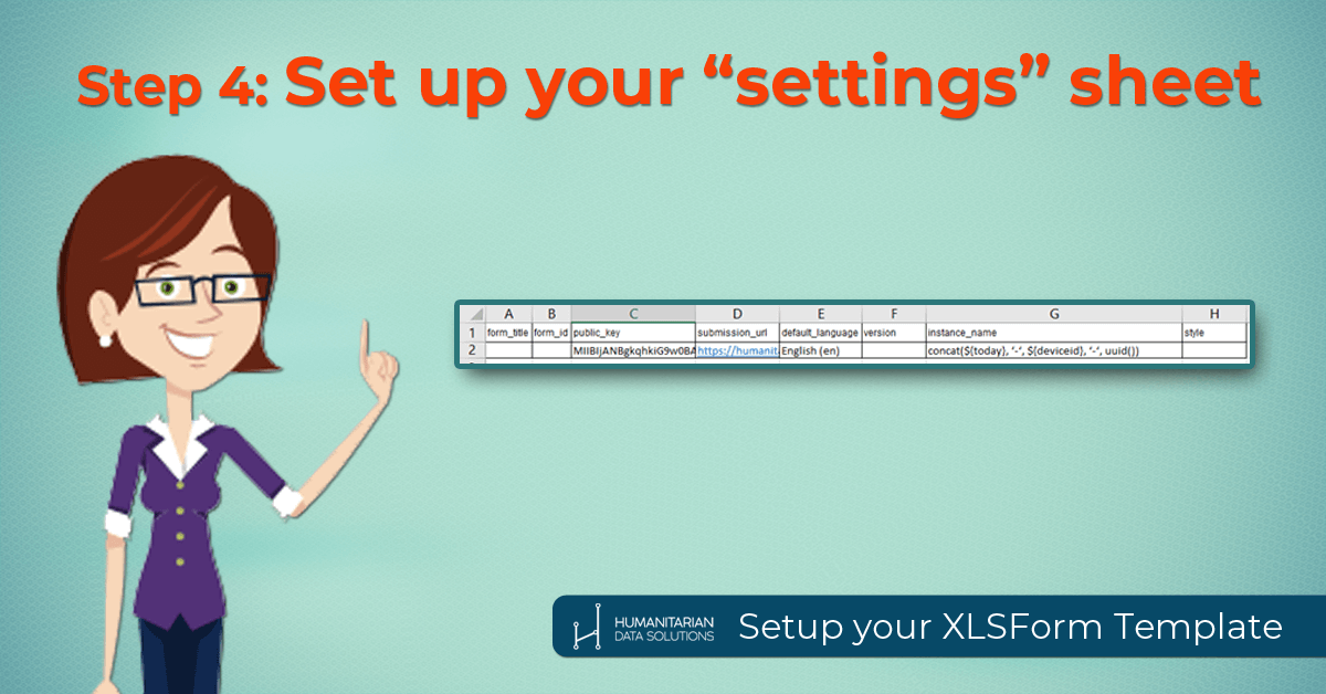 Step 4 Set up settings tab in XLSform Template